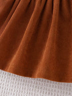 Baby Girl Long Sleeve Corduroy Dress with Bow Headband