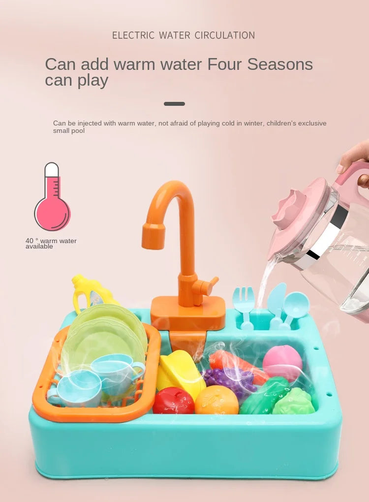 Kids Kitchen Sink Toy Set – Pretend Play Dish Washing Toy