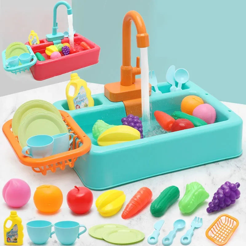 Kids Kitchen Sink Toy Set – Pretend Play Dish Washing Toy