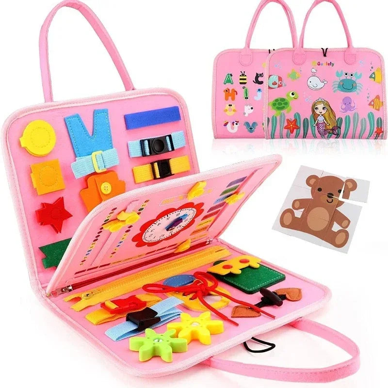 Montessori Busy Board Book – Educational Sensory Activity Toy for Kids