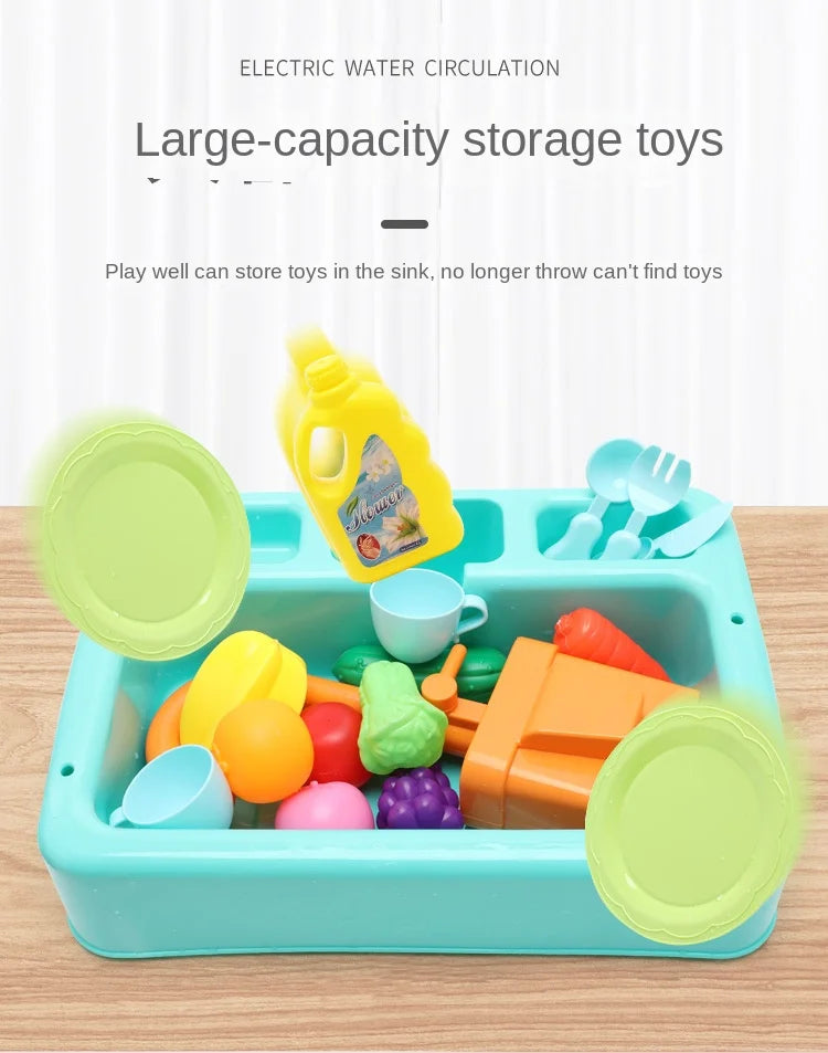 Kids Kitchen Sink Toy Set – Pretend Play Dish Washing Toy