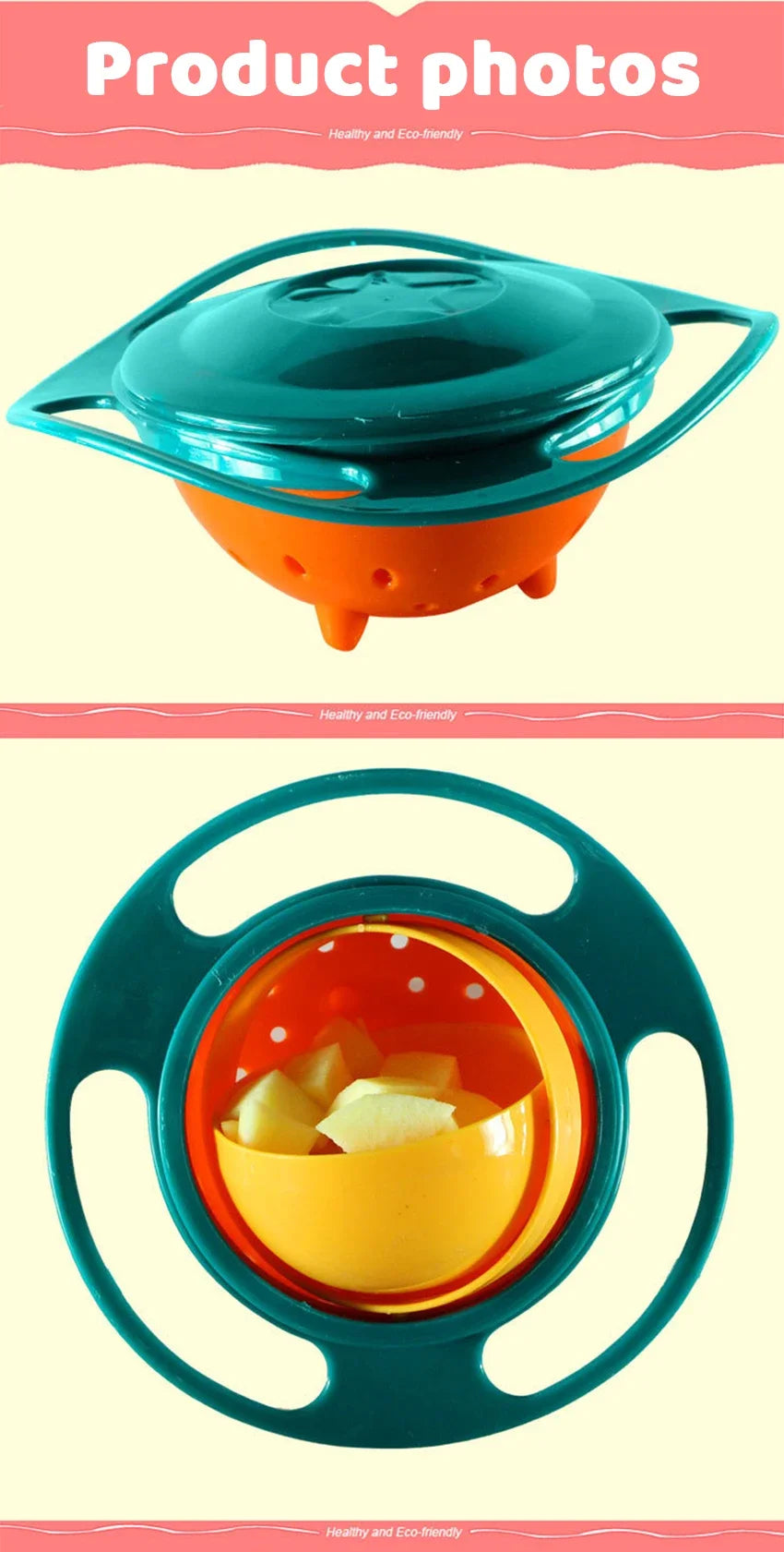 Kids Anti-Spill Gyro Bowl – 360° Rotating Snack Bowl