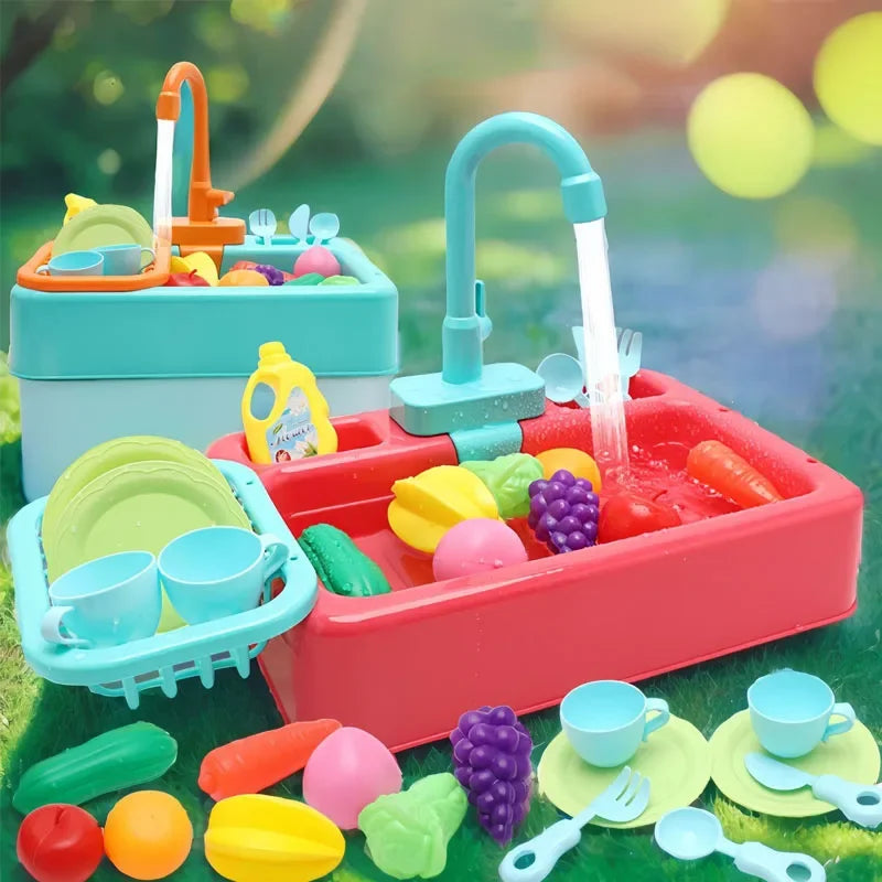 Kids Kitchen Sink Toy Set – Pretend Play Dish Washing Toy
