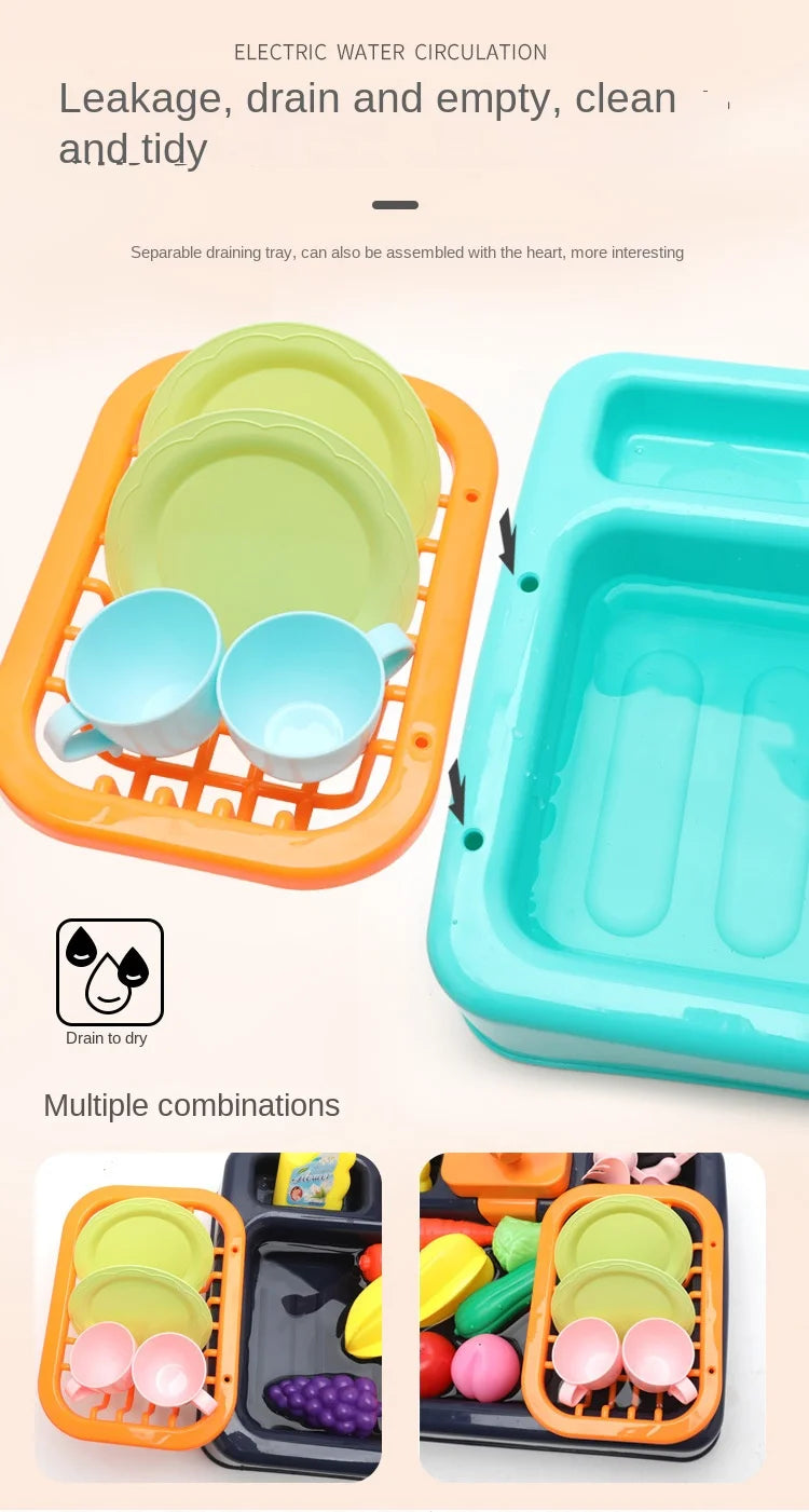 Kids Kitchen Sink Toy Set – Pretend Play Dish Washing Toy