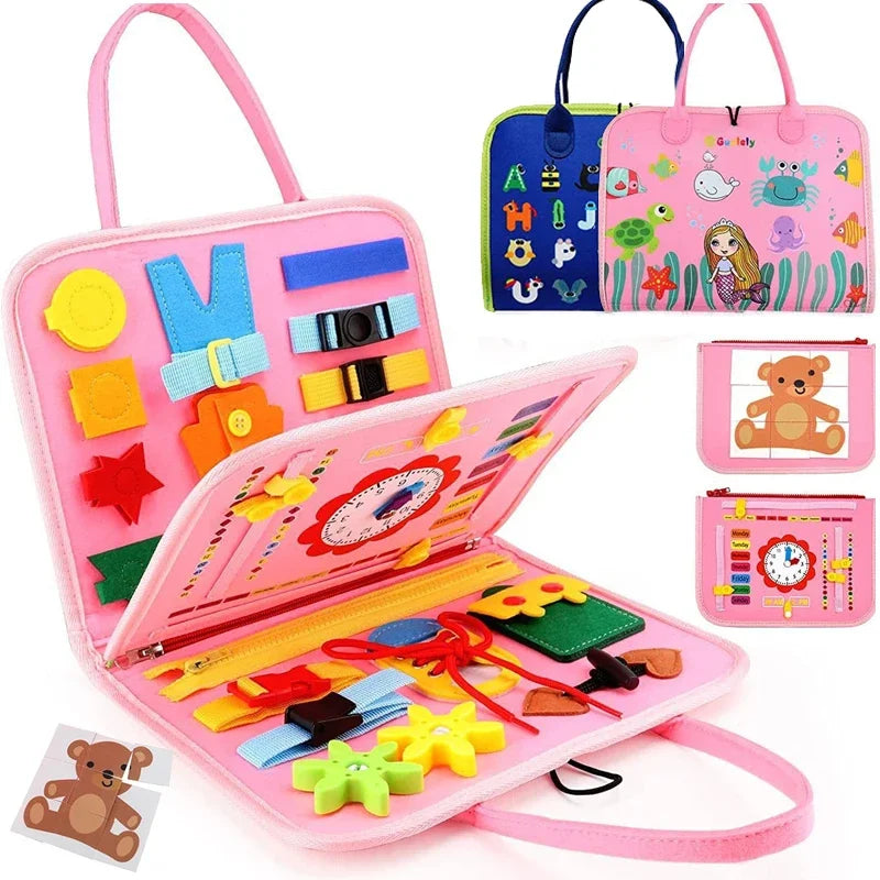 Montessori Busy Board Book – Educational Sensory Activity Toy for Kids