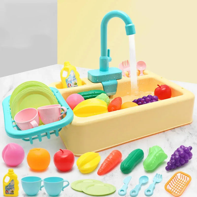 Kids Kitchen Sink Toy Set – Pretend Play Dish Washing Toy