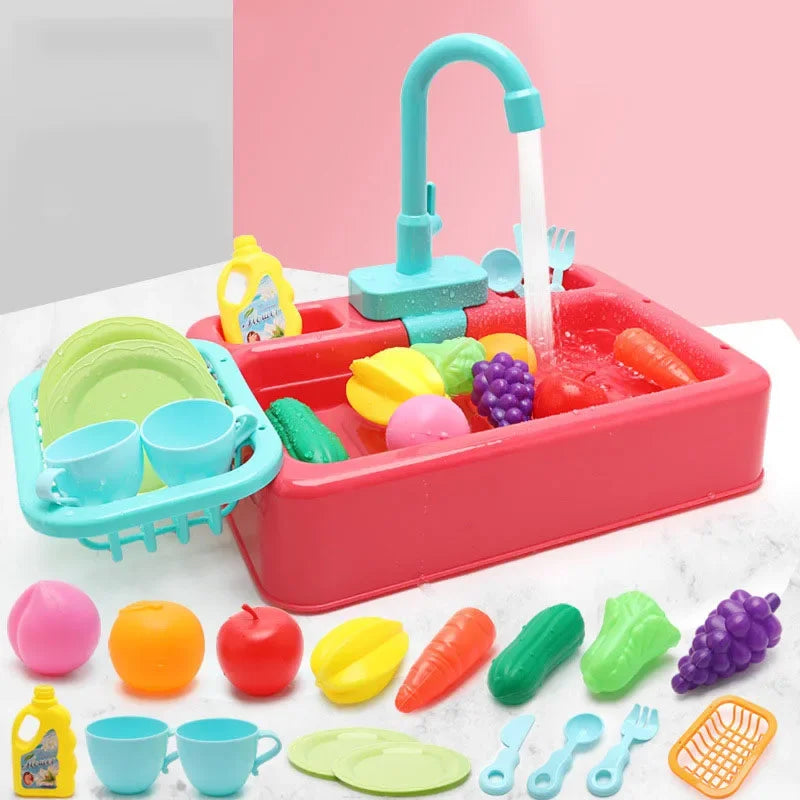 Kids Kitchen Sink Toy Set – Pretend Play Dish Washing Toy