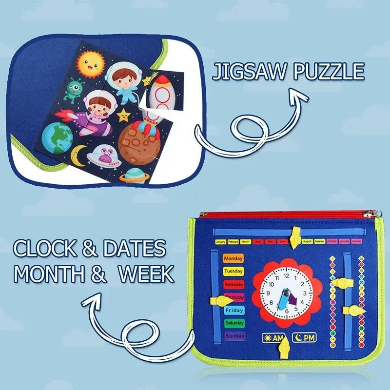 Montessori Busy Board Book – Educational Sensory Activity Toy for Kids