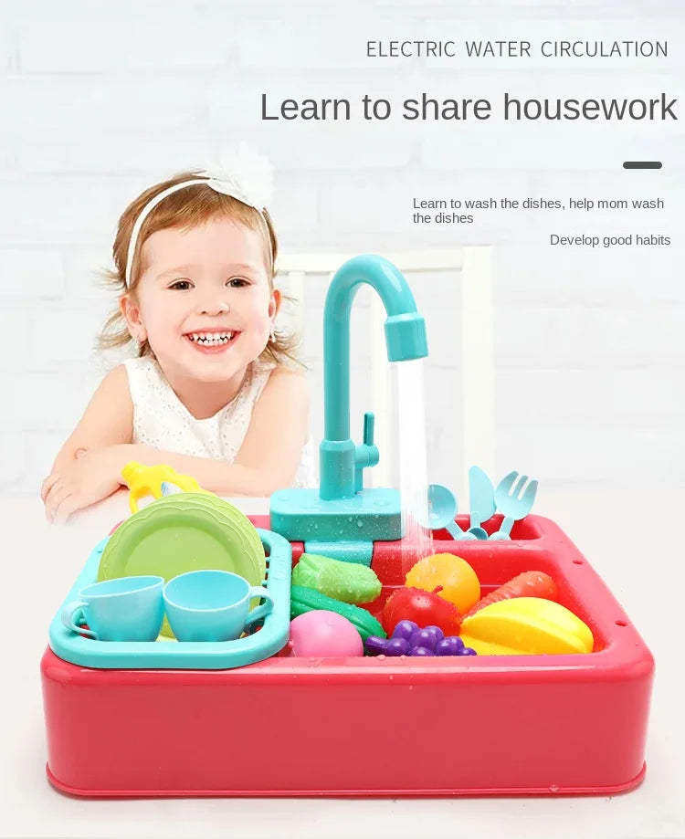 Kids Kitchen Sink Toy Set – Pretend Play Dish Washing Toy