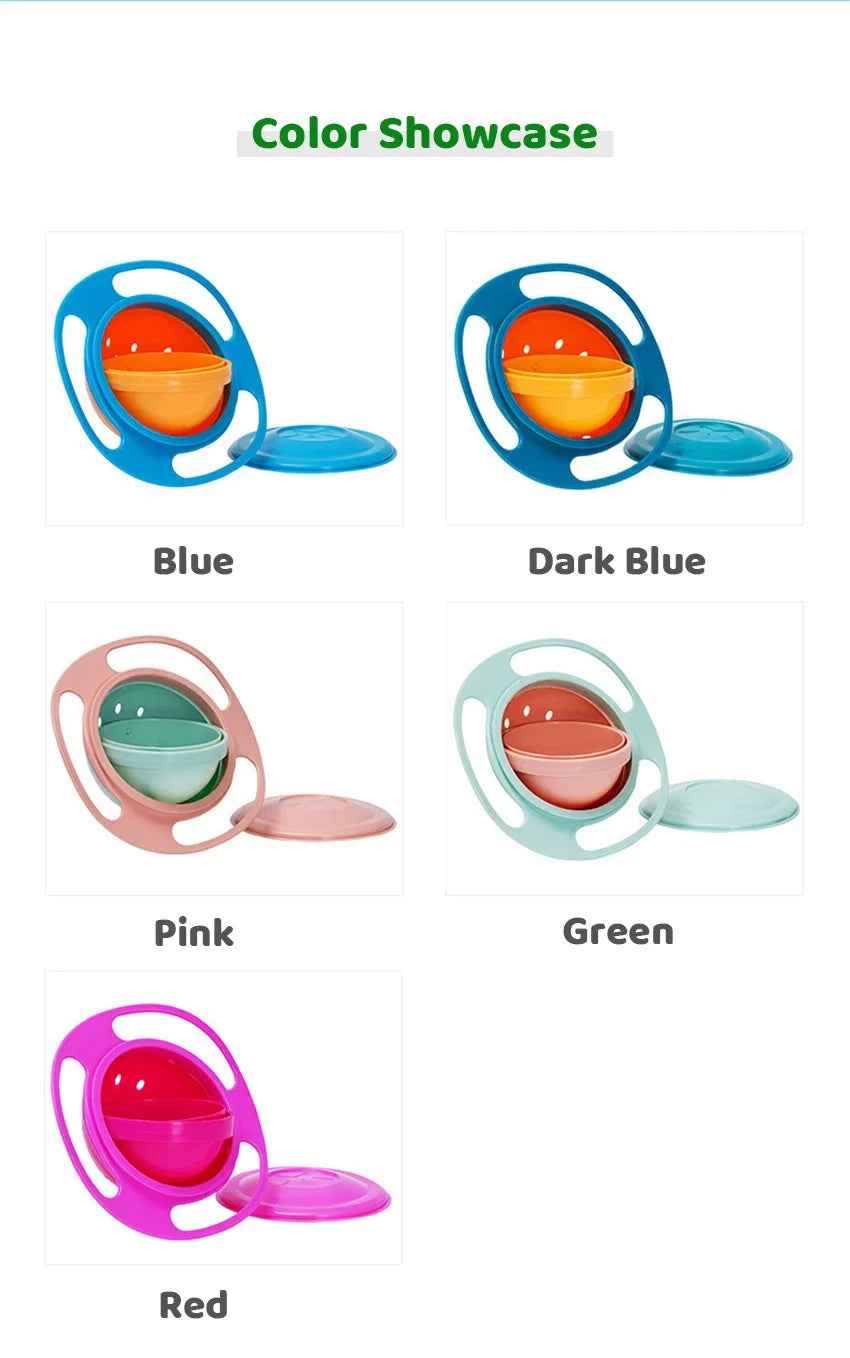 Kids Anti-Spill Gyro Bowl – 360° Rotating Snack Bowl