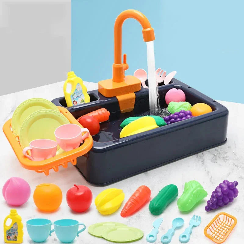 Kids Kitchen Sink Toy Set – Pretend Play Dish Washing Toy