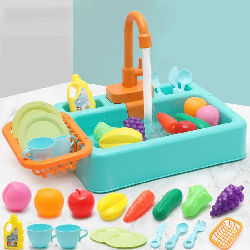 Kids Kitchen Sink Toy Set – Pretend Play Dish Washing Toy