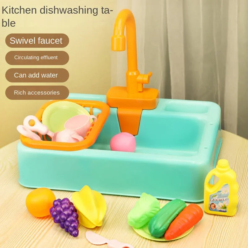 Kids Kitchen Sink Toy Set – Pretend Play Dish Washing Toy