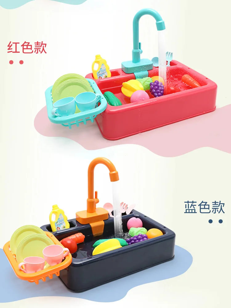 Kids Kitchen Sink Toy Set – Pretend Play Dish Washing Toy