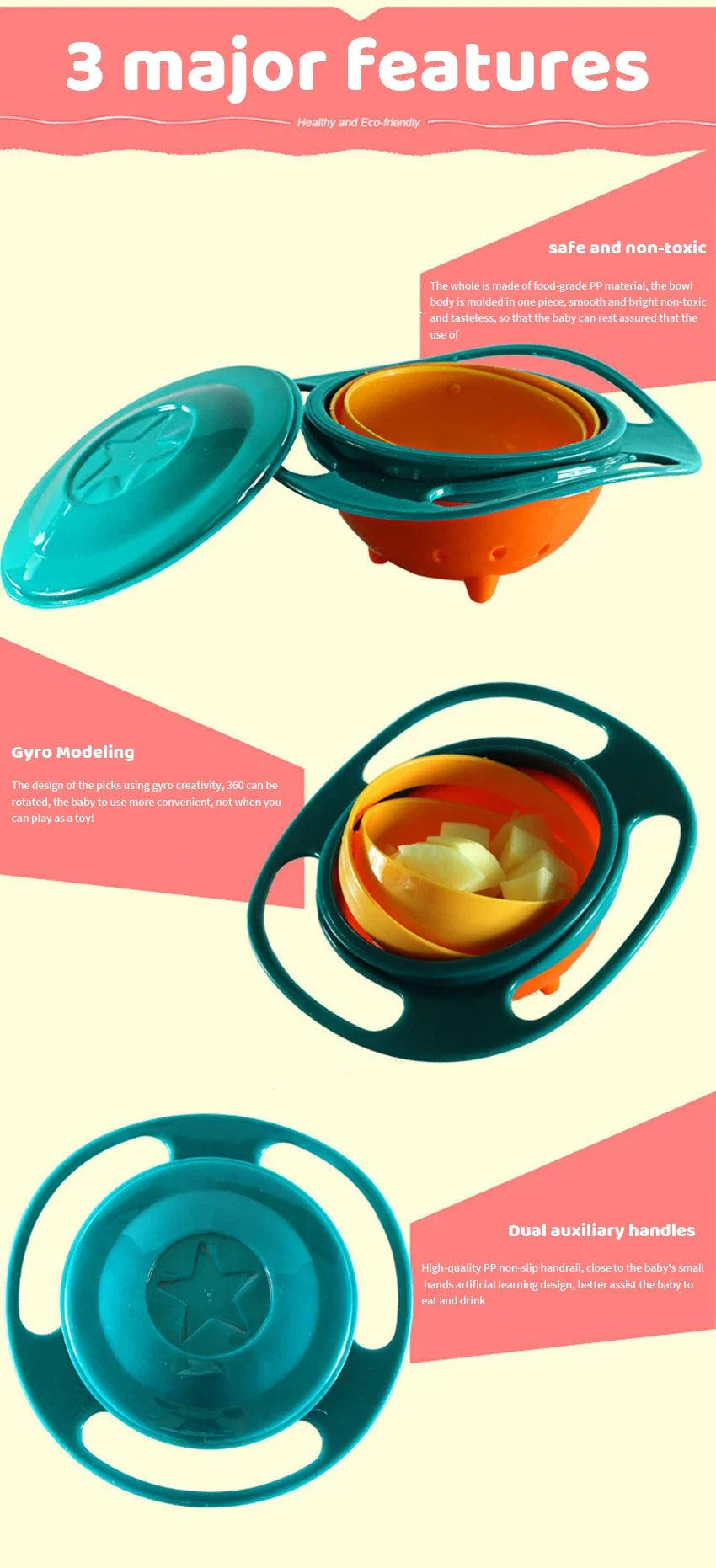 Kids Anti-Spill Gyro Bowl – 360° Rotating Snack Bowl
