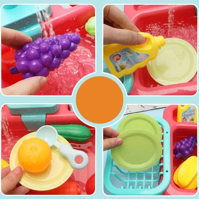 Kids Kitchen Sink Toy Set – Pretend Play Dish Washing Toy