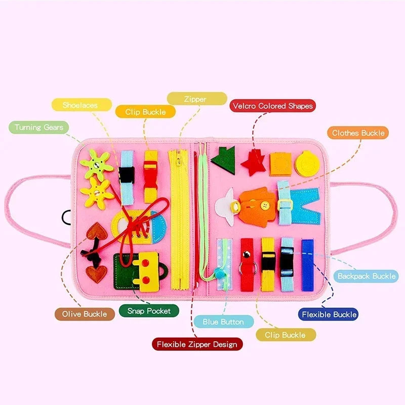 Montessori Busy Board Book – Educational Sensory Activity Toy for Kids