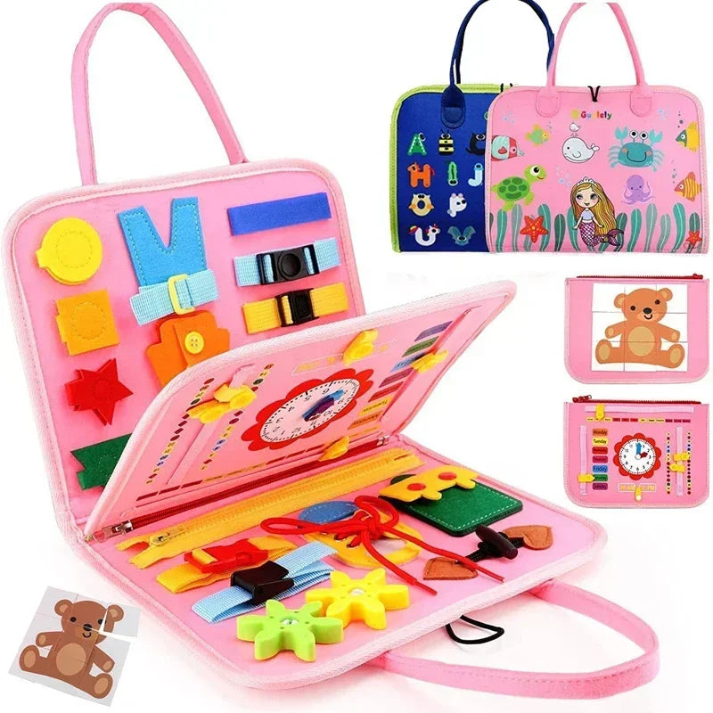 Montessori Busy Board Book – Educational Sensory Activity Toy for Kids