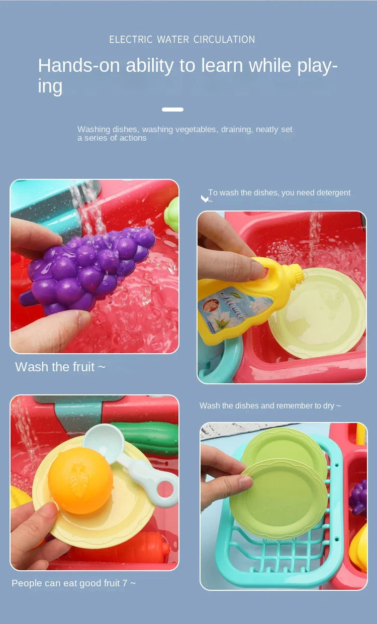 Kids Kitchen Sink Toy Set – Pretend Play Dish Washing Toy