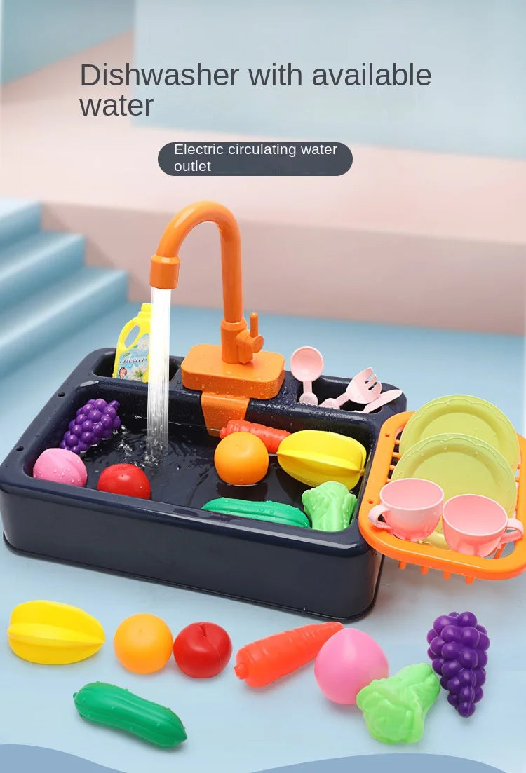 Kids Kitchen Sink Toy Set – Pretend Play Dish Washing Toy