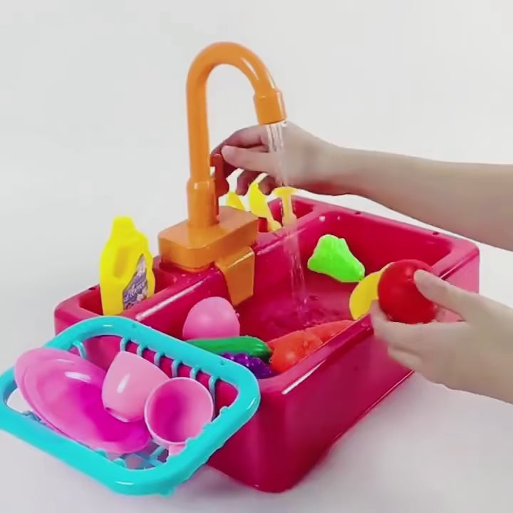 Kids Kitchen Sink Toy Set – Pretend Play Dish Washing Toy